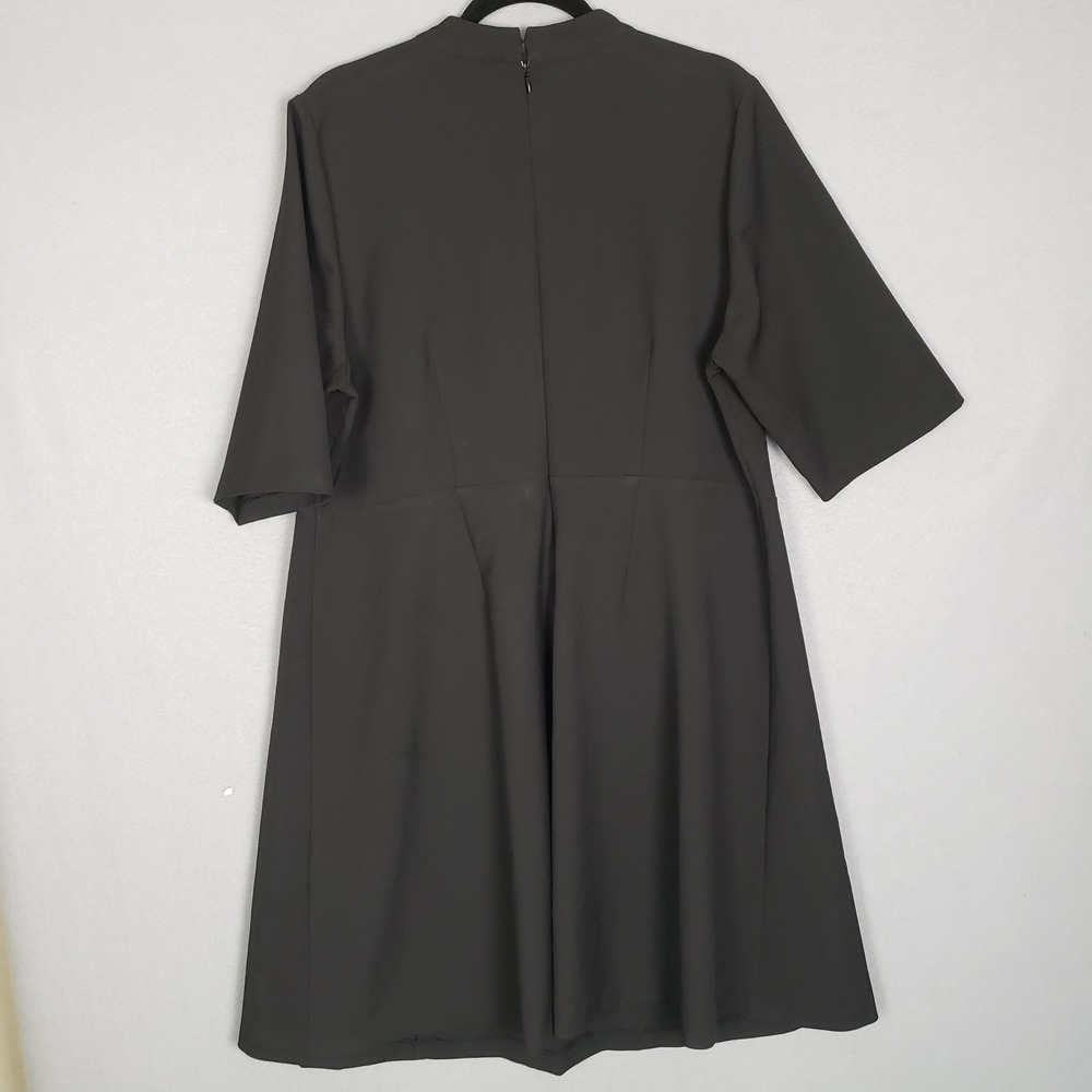 Eloquii Mock Neck Military Midi Dress Black Gold Buttons A-line Classy Size 16 - Picture 3 of 11